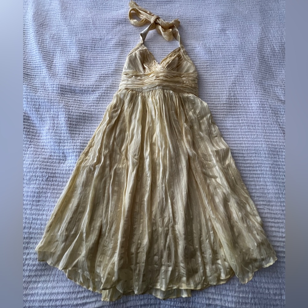 BCBGMaxAzria Yellow Lime Silk Dress - Size 6